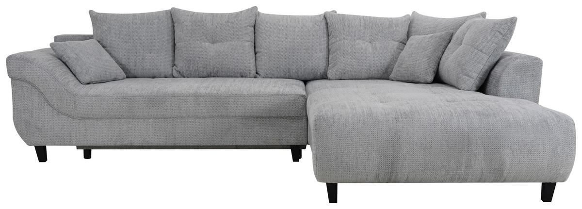 Ecksofa Mendoza New Chenille Grau, Lf: 125x241cm - Schwarz/Grau, KONVENTIONELL, Textil (309/197cm) - Ondega