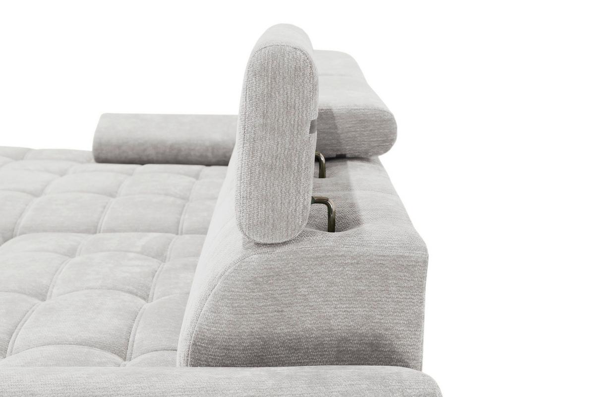 Rohová sedačka VEGAS, levá, světle šedá žinylka - černá/světle šedá, Design, dřevo/textil (173/294cm)