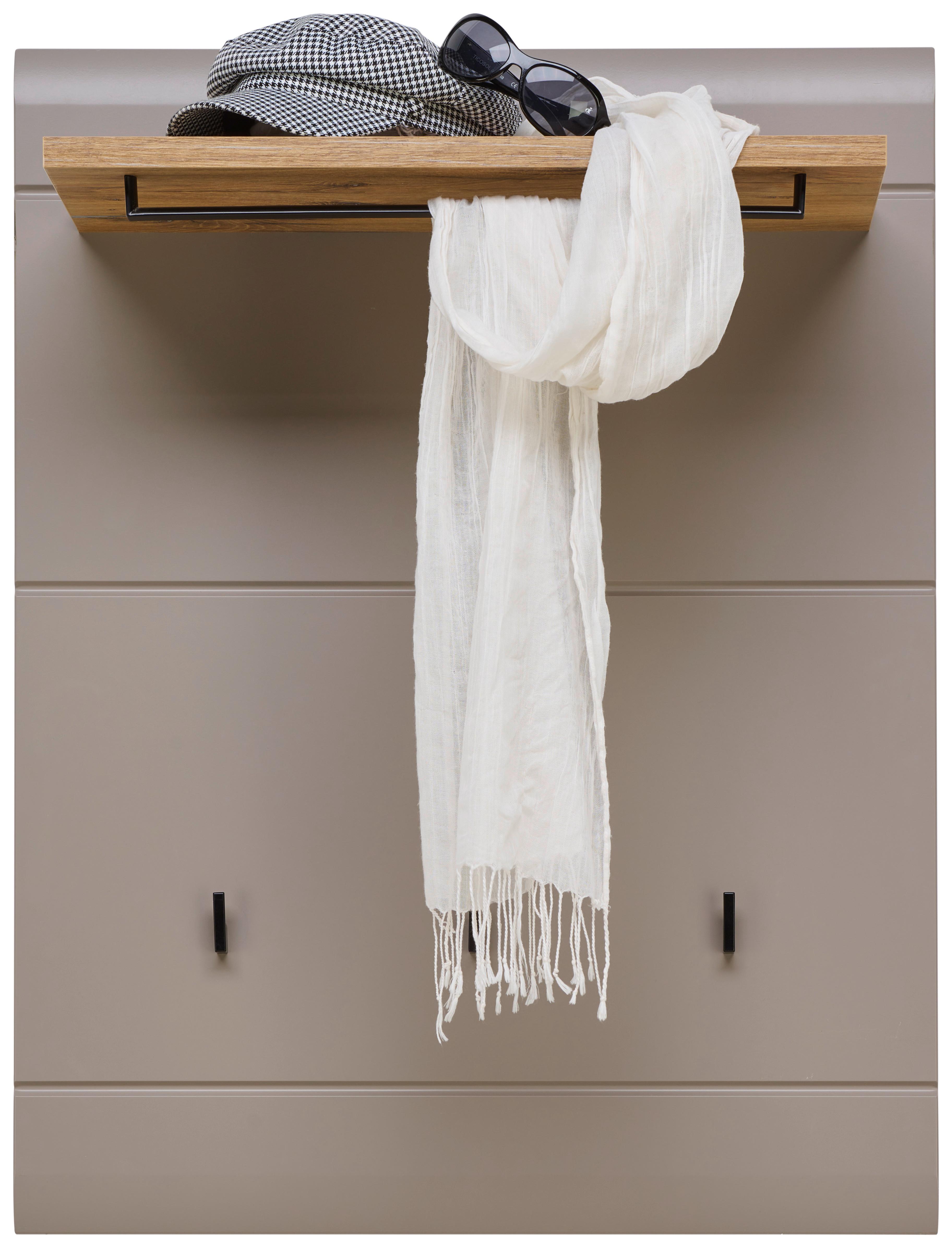 Garderobenpaneel Auris Eiche Dekor 70 cm 3 Haken - Eichefarben/Grau, MODERN (70/90/30cm) - Luca Bessoni