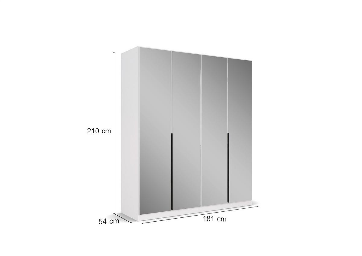 Drehtürenschrank Quadra Weiß/Glas B: 181 cm - Weiß, MODERN, Holzwerkstoff (181/210/54cm) - Rauch Möbel