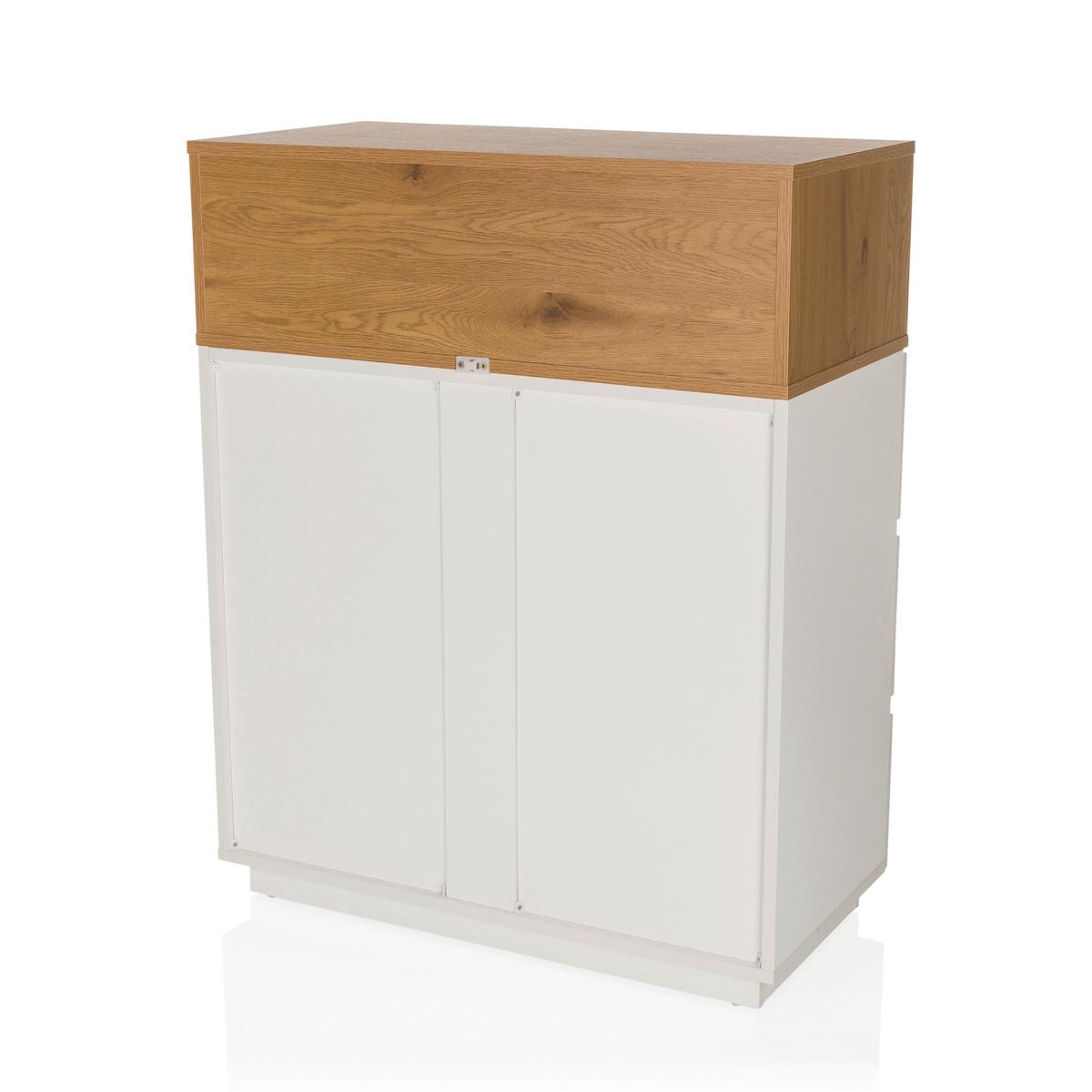 Kommode Melmo K Weiß/eichefarben B: 80 Cm - Eichefarben/Weiß, MODERN, Holzwerkstoff (80/100/40cm) - MID.YOU