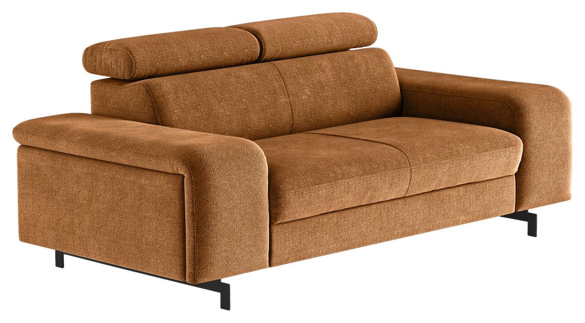 2-Sitzer-Sofa Emma Cognac B: 198 cm - Cognac/Schwarz, Textil (198/81/100cm) - MID.YOU