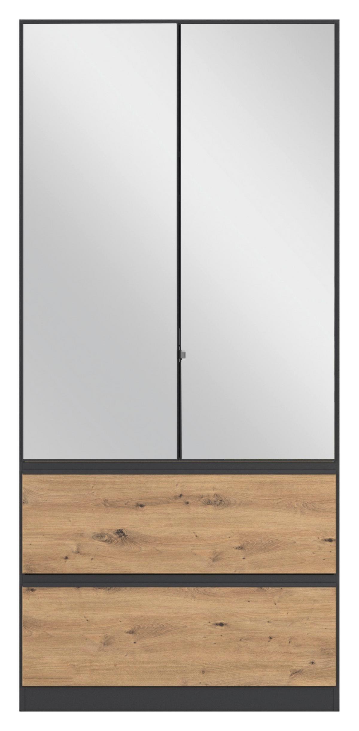 Drehtürenschrank Costa Grau Eiche Artisan Dekor - Eiche Artisan/Grau, MODERN, Holzwerkstoff (91/197/54cm) - Rauch Möbel
