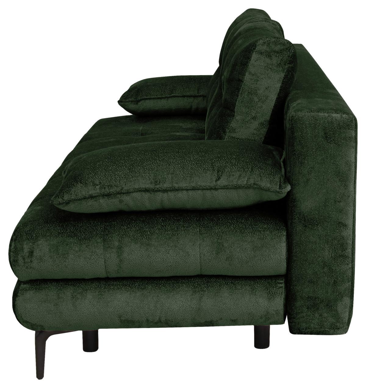 Rozkládací pohovka PERLA, tmavě zelený velur - černá/tmavě zelená, Konvenční, kov/textil (203/94/96cm)