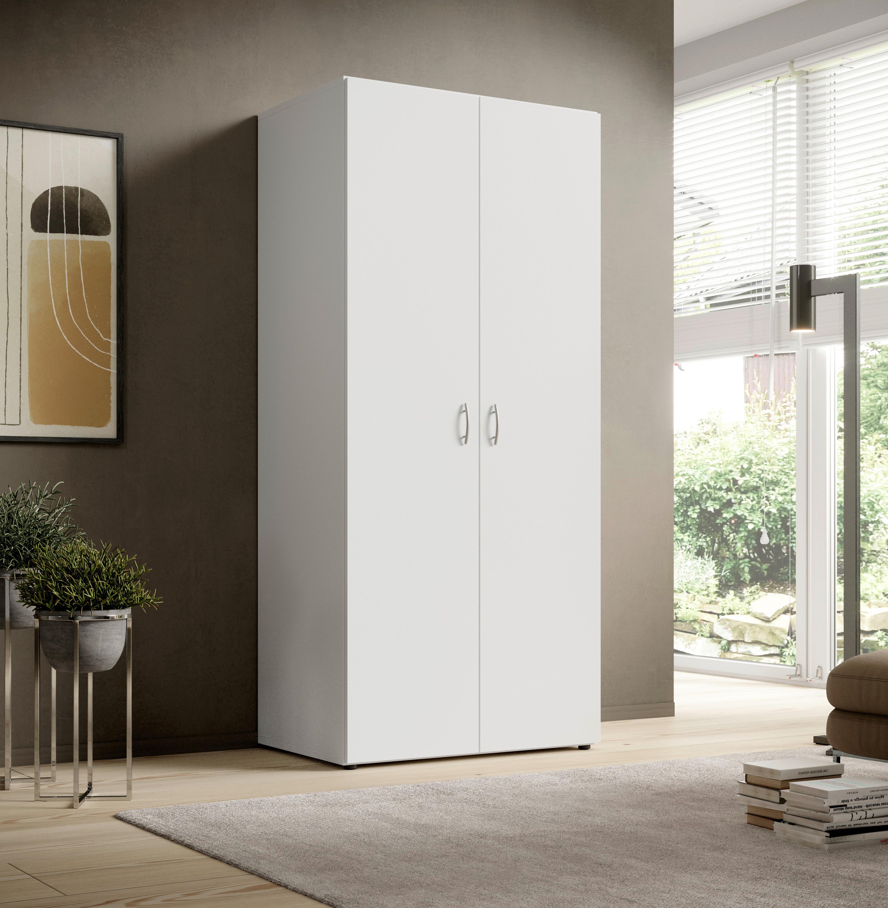 Kleiderschrank B: 81 cm Joe Weiß - Weiß, Basics, Holzwerkstoff (81/177/51cm)