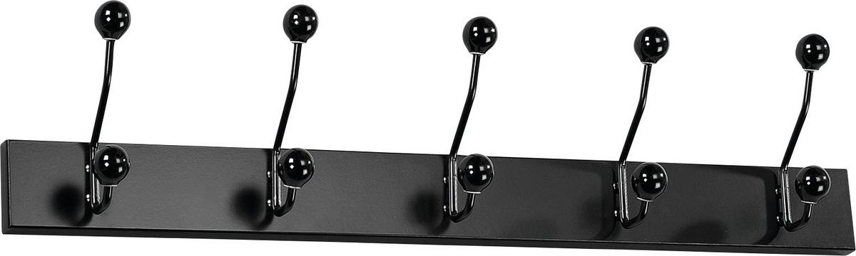 LIŠTA S HÁČIKMI GREVE - čierna/biela, Modern, kov/kompozitné drevo (65/13/7cm)