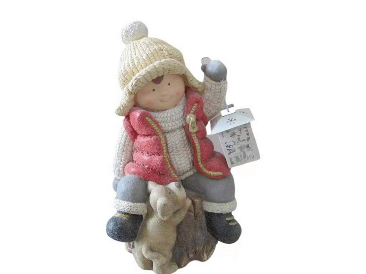 Dekofigur Kind Leon - Gelb/Rot, KONVENTIONELL, Kunststoff (25/22,5/42cm) - Luca Bessoni