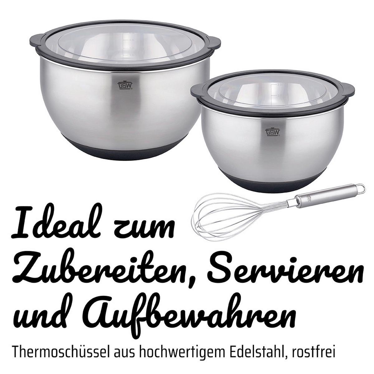 Rührschüsselset Primo Edelstahl, 3-teilig - Edelstahlfarben, Basics, Metall - GSW