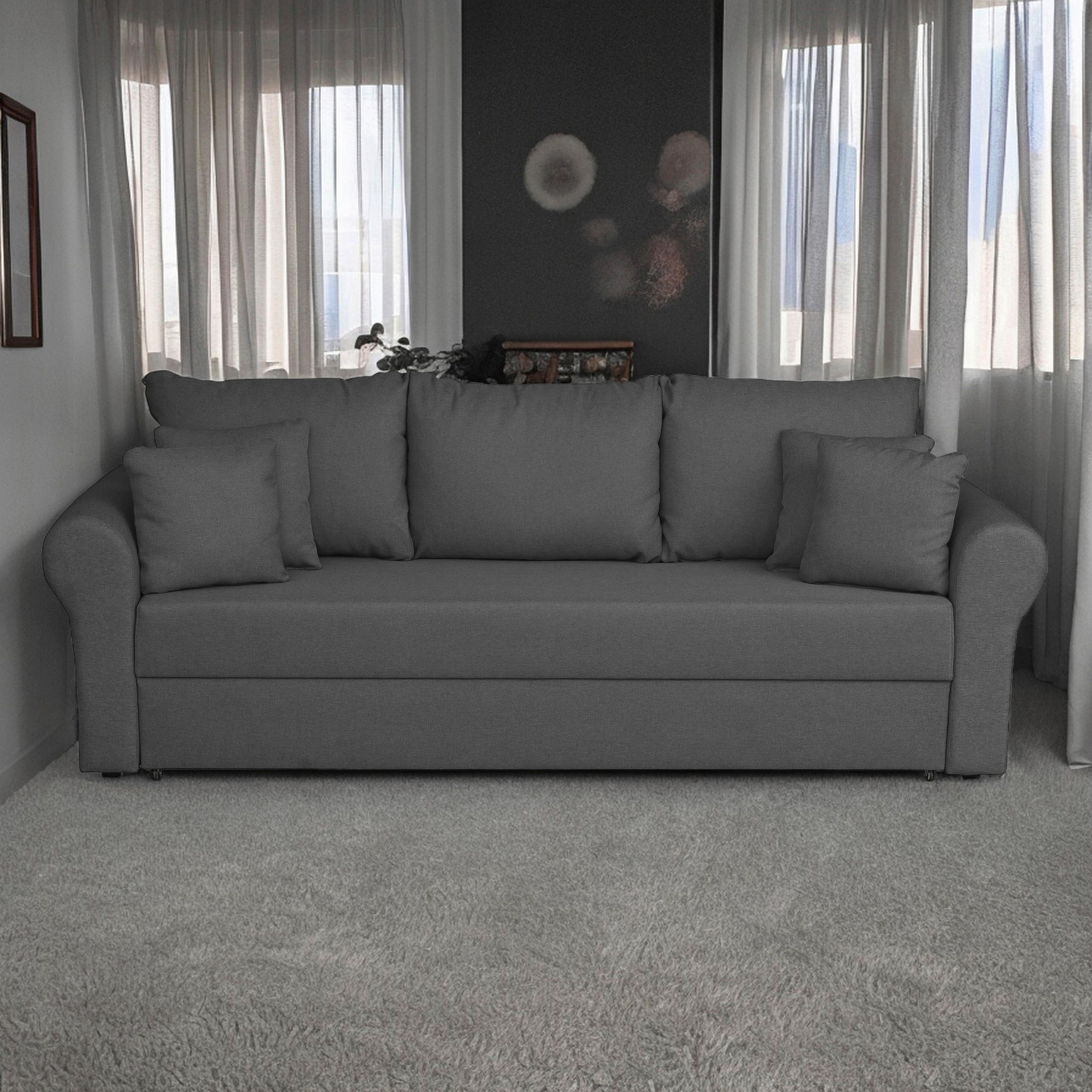 Schlafsofa Sara - Schwarz/Grau, Design, Textil (235/75/90cm) - P & B