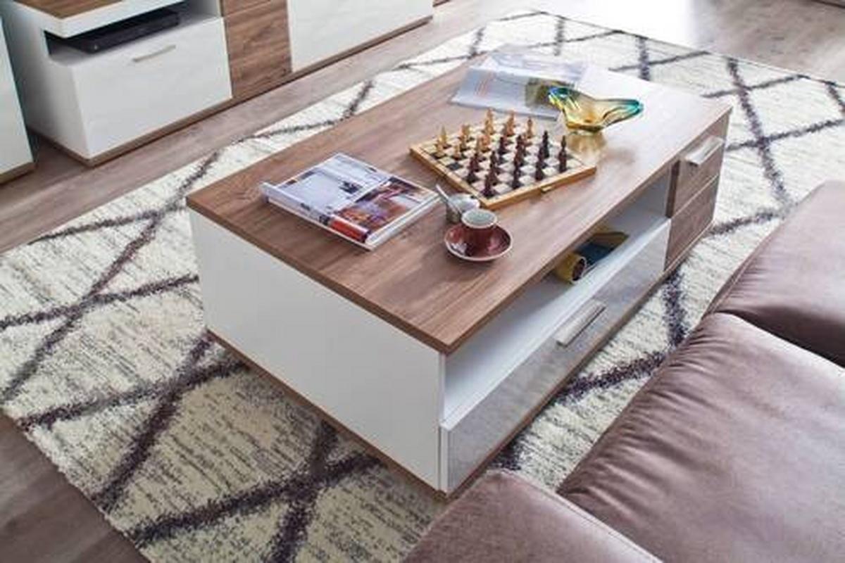 Couchtisch ausziehbar Luzern Weiß/Eiche Dekor - Eichefarben/Weiß, Design, Holzwerkstoff/Kunststoff (115/70/42cm) - Livetastic