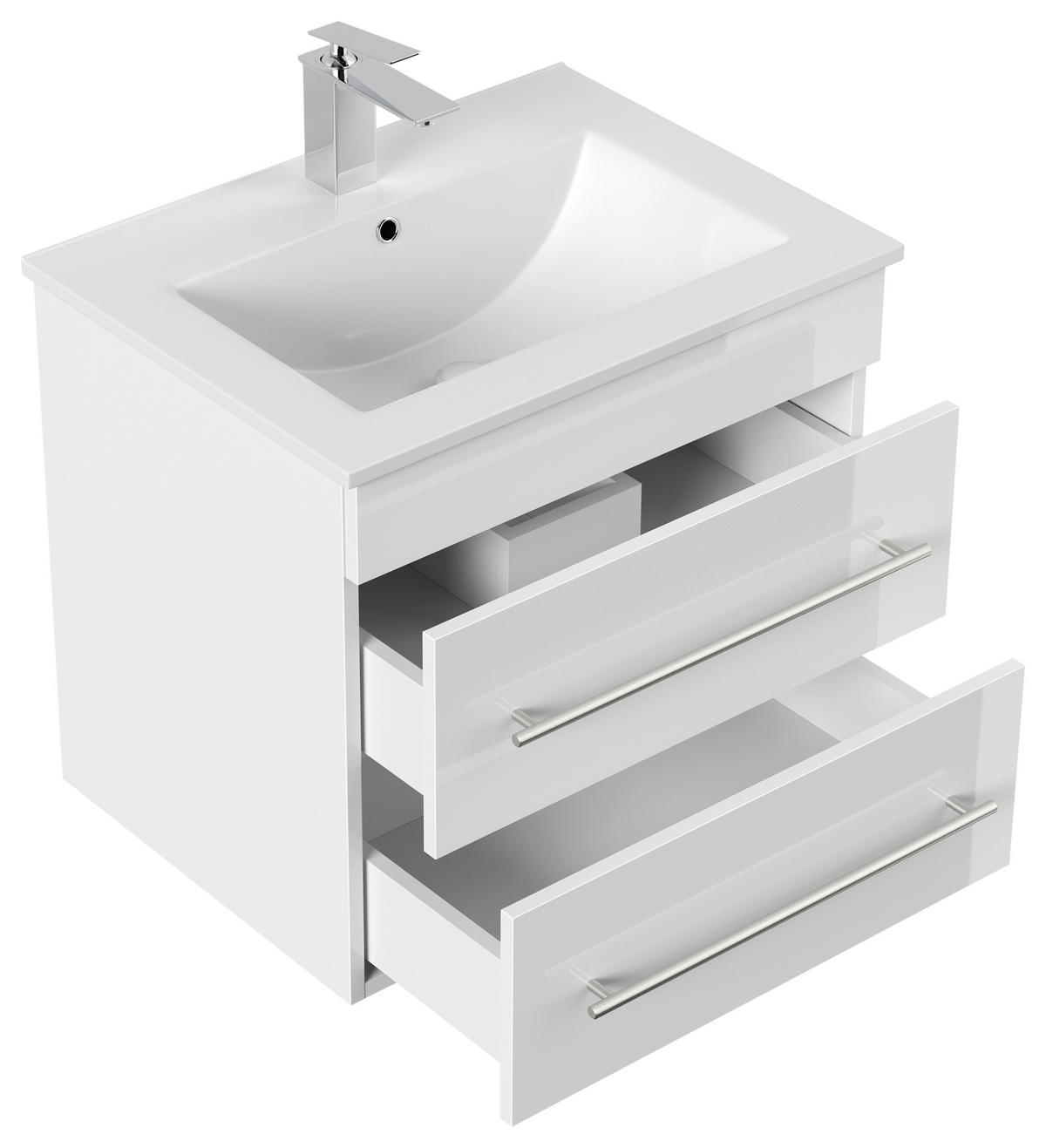 WASCHTISCHKOMBI Apollo, Weiß HG B: 61,5 - Weiß Hochglanz/Weiß, Basics, Keramik/Holzwerkstoff (61,5cm) - MID.YOU