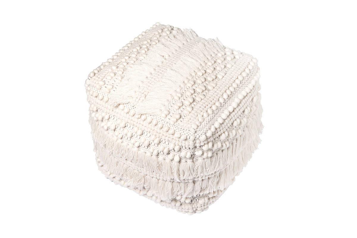 Pouf Bohist Makramee Creme DxH: 50x45 cm - Creme, Trend, Textil (50/45/50cm) - Kayoom