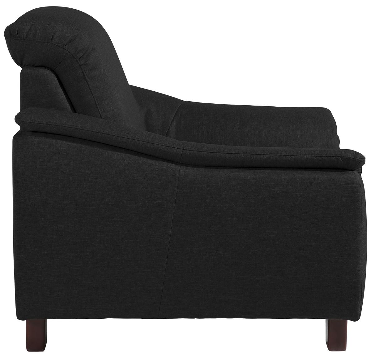 Polstersessel Mit Armlehnen Aaron Flachgewebe Schwarz - Nussbaumfarben/Schwarz, Design, Textil (100/87/82cm) - Max Winzer