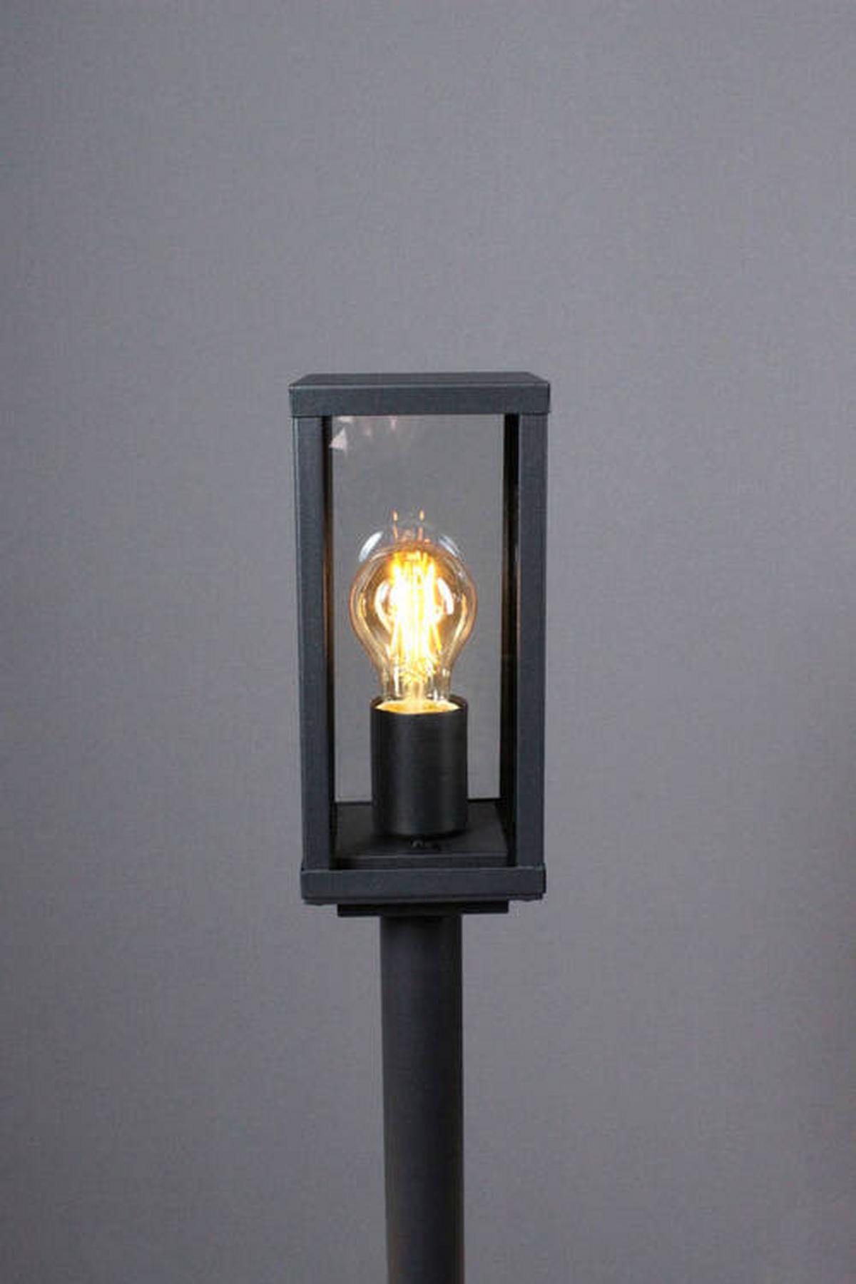 Wegeleuchte Karo 60 Watt Glas Metall - Klar/Schwarz, Basics, Glas/Metall (100/11/11cm)