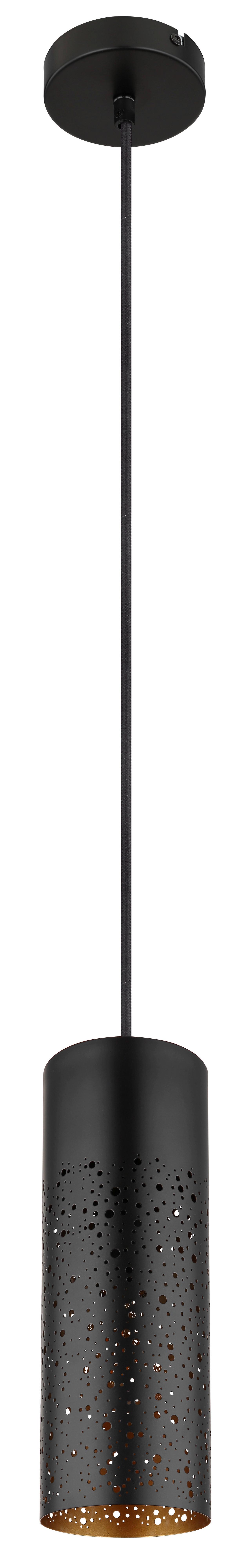 Hängeleuchte NARRI Von Globo – Metall Schwarz Matt & Goldfarben, Mit Dekorstanzungen | 900x150x1200 Mm, Für Bis Zu 4x E27 Fassungen