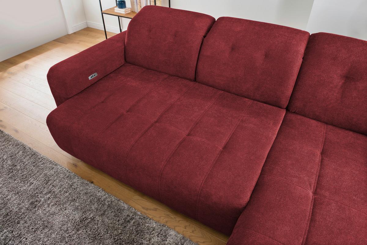 Ecksofa Vicari Rot S: 185x292 Cm - Rot/Schwarz, MODERN, Textil (185/292cm) - Livetastic
