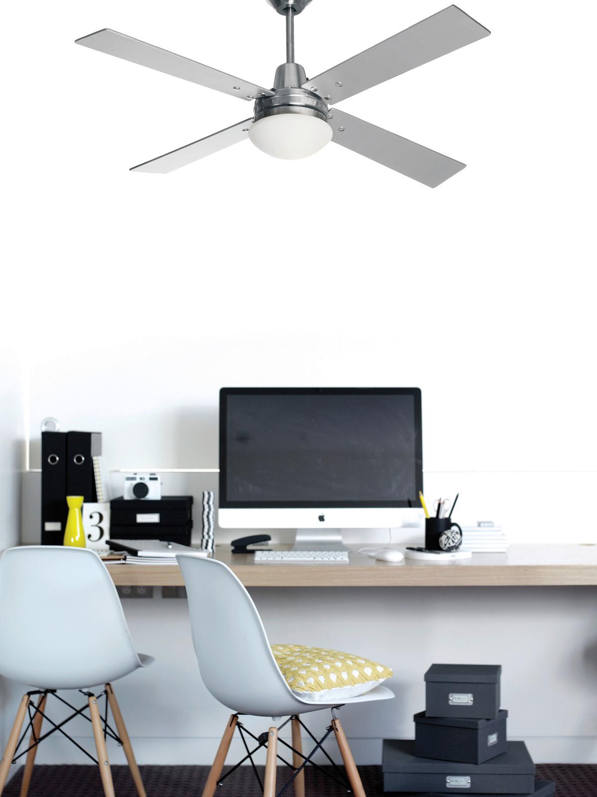 Deckenventilator Airfusion Quest 4-Flügel, Led-Leuchte - Chromfarben/Silberfarben, Basics, Holzwerkstoff/Metall (122/40cm) - P & B