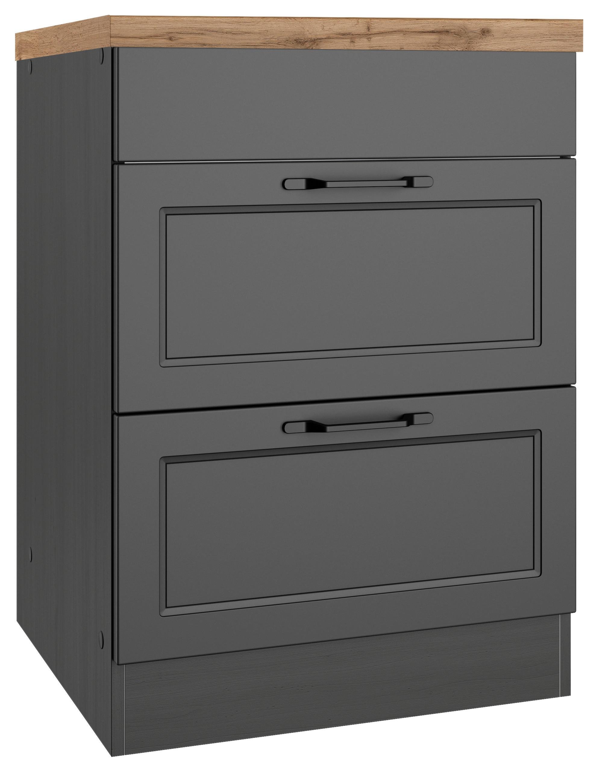 Kochfeldumbauschrank Meran B: 60 cm Grau/Eiche Dekor - Eiche Wotan/Grau, LIFESTYLE, Holzwerkstoff (60/86/60cm) - Held
