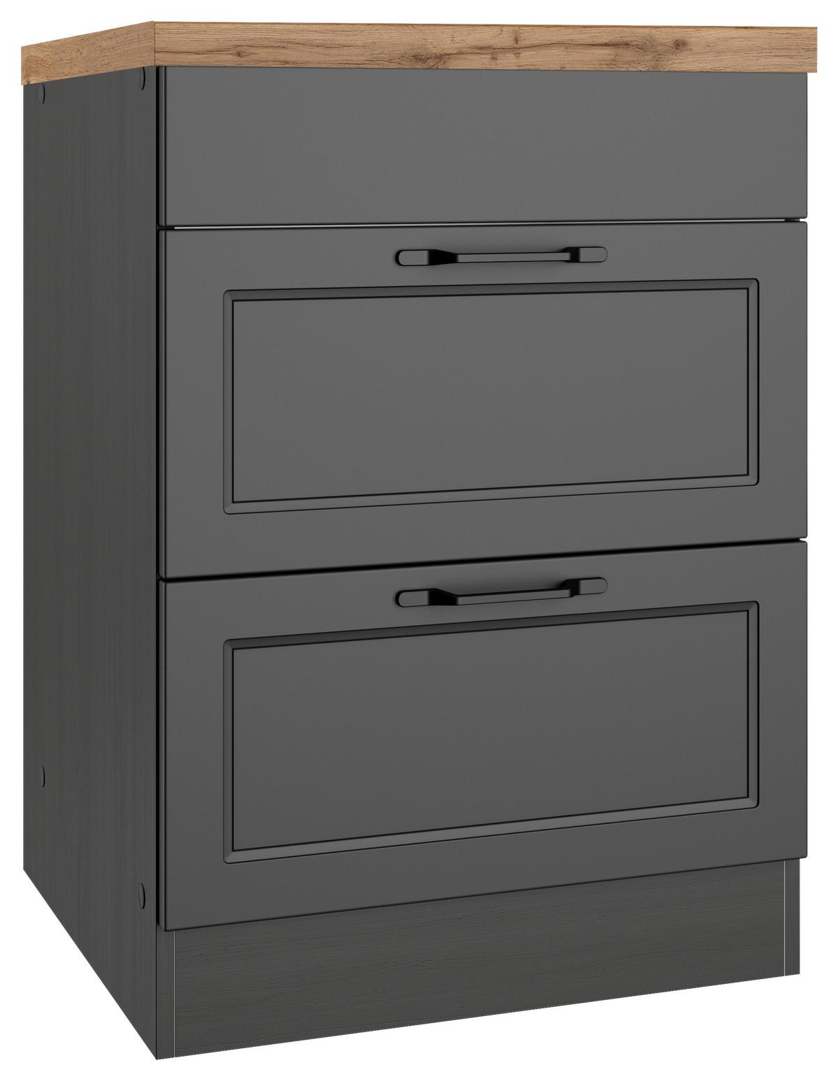Kochfeldumbauschrank Meran B: 60 cm Grau/Eiche Dekor - Eiche Wotan/Grau, LIFESTYLE, Holzwerkstoff (60/86/60cm) - Held