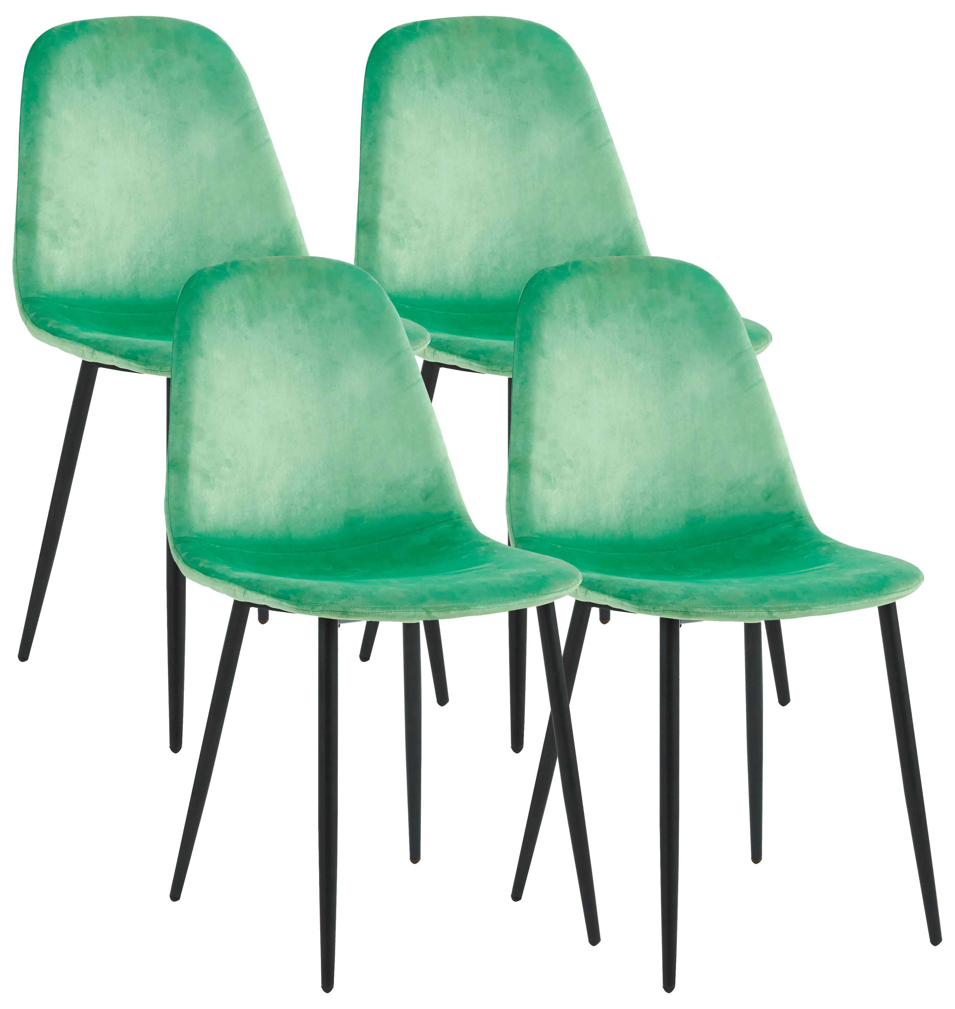 Stuhl-Set Fiolo 4er Mintgrün B: 41 cm - Schwarz/Mintgrün, Design, Holzwerkstoff/Metall (41/85/44cm) - MID.YOU