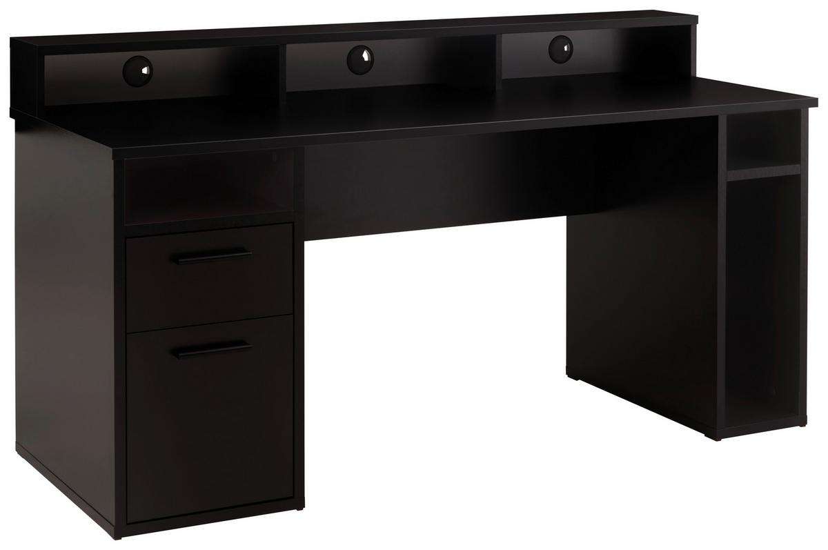 Gamingtisch Mx 200- Playtisch - Schwarz, Trend, Holzwerkstoff (165/90/67,5cm)