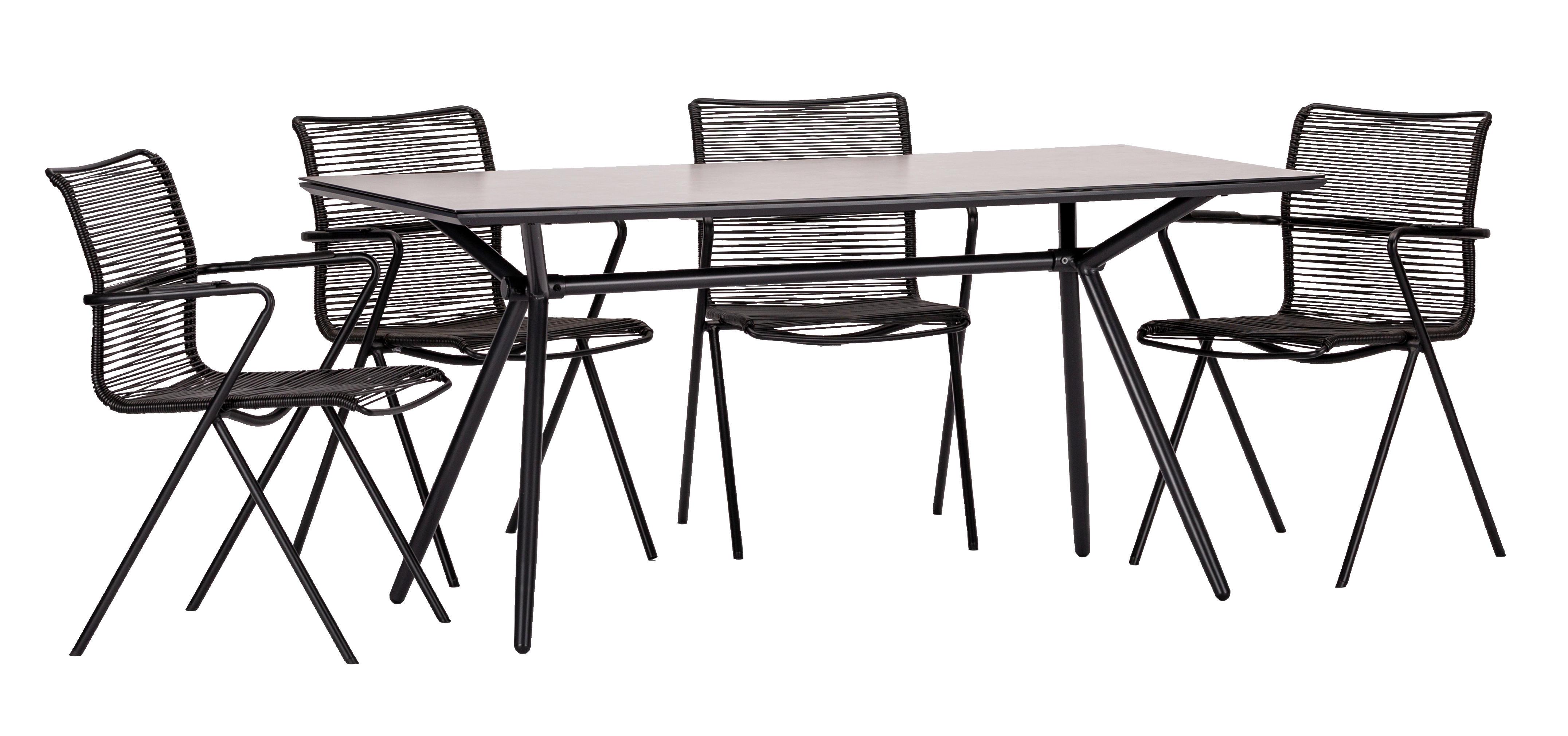 Gartengarnitur 5--teilig. Alpha rope Metall/Kunststoff/Glas - Taupe/Anthrazit, Basics, Glas/Kunststoff (80/75/160cm) - Acamp