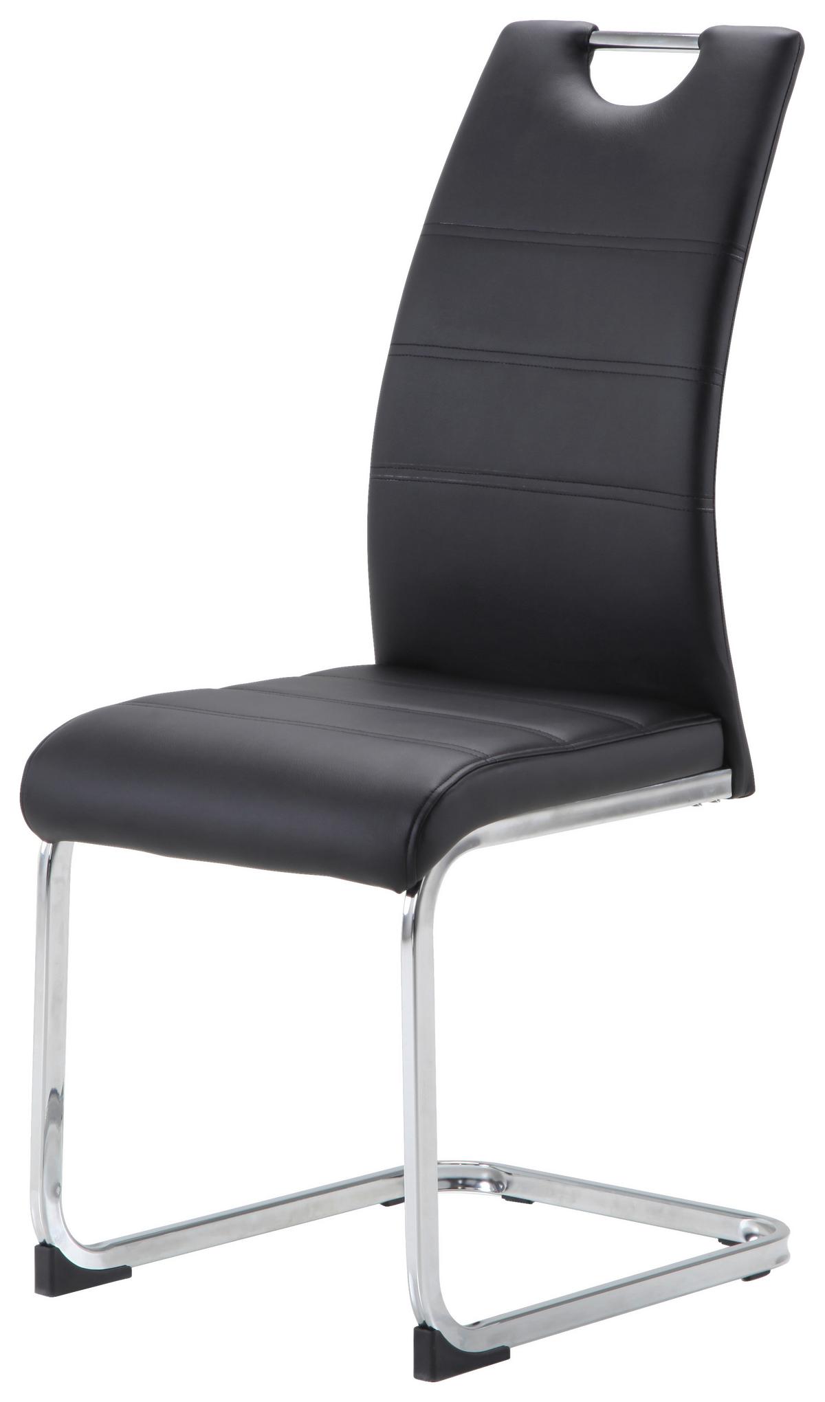 Schwingstuhl Leander Schwarz/Chromfarben gepolstert - Chromfarben/Schwarz, Design, Textil/Metall (42/99/56cm) - P & B