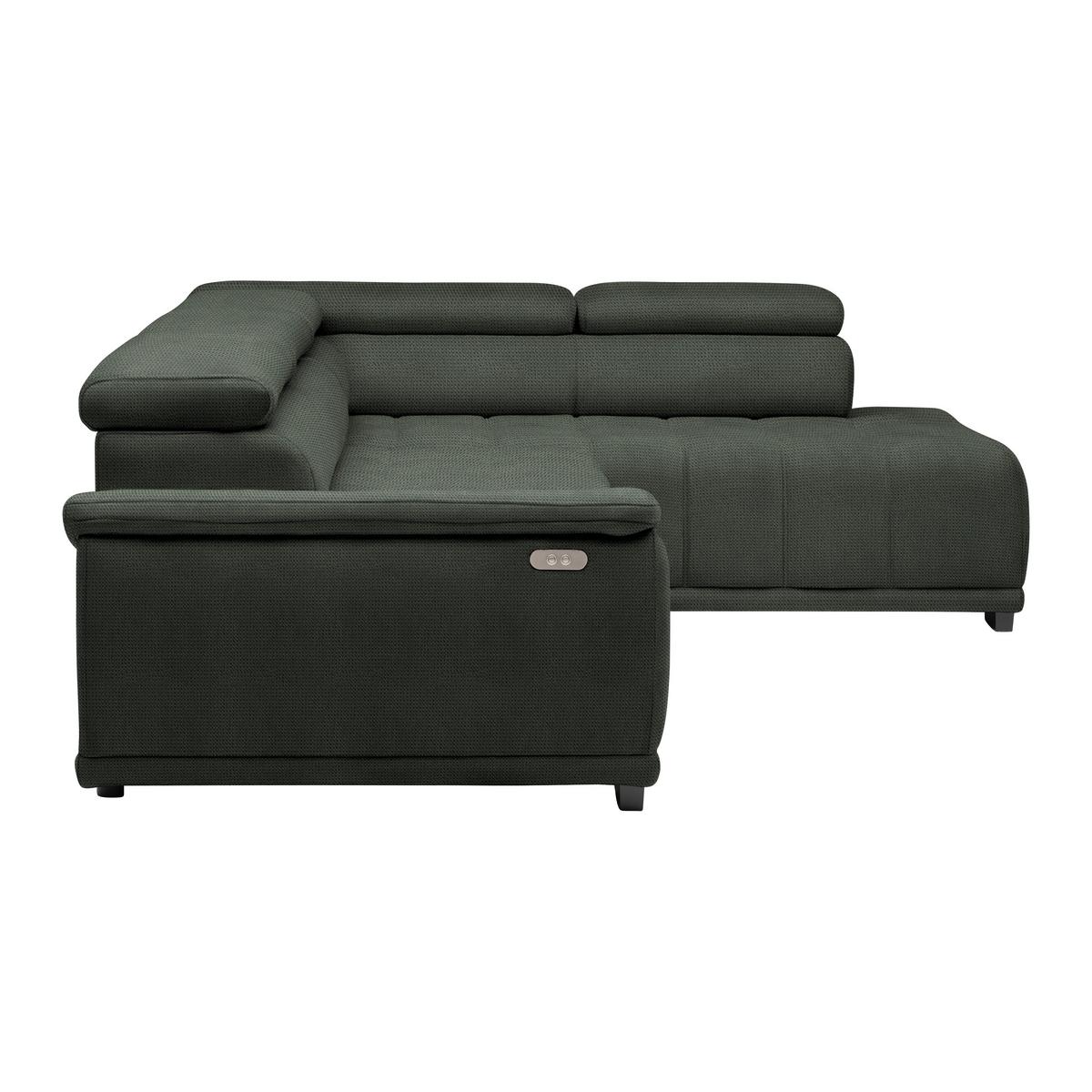 Rohová sedačka GRINALDI, pravá, tmavozelená - čierna/tmavozelená, Modern, textil/plast (283/206cm) - Premium Living