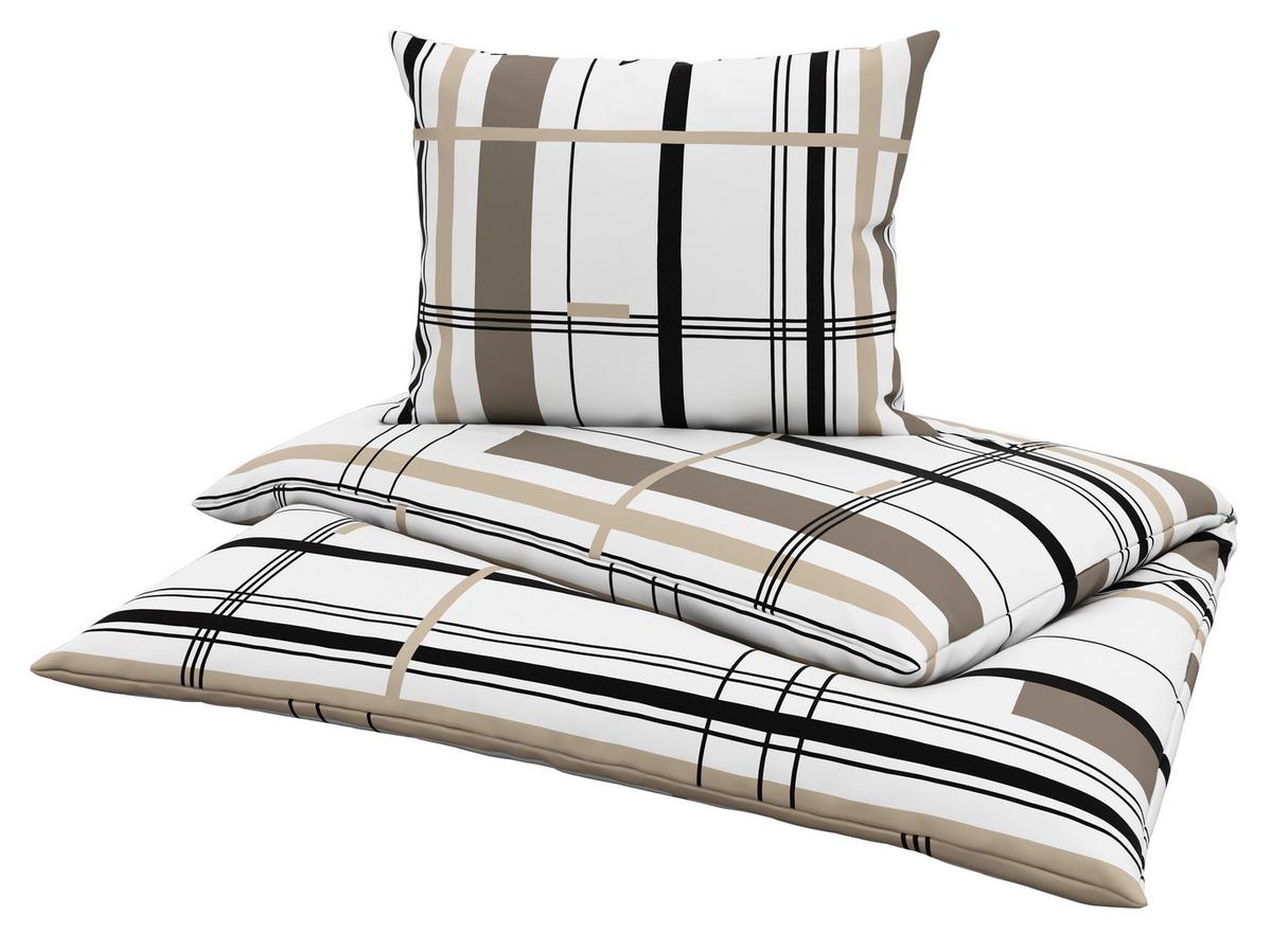 Renforcé-Bettwäsche 140x200 cm Elea Braun/Weiß/Taupe - Taupe/Braun, MODERN, Textil - Luca Bessoni