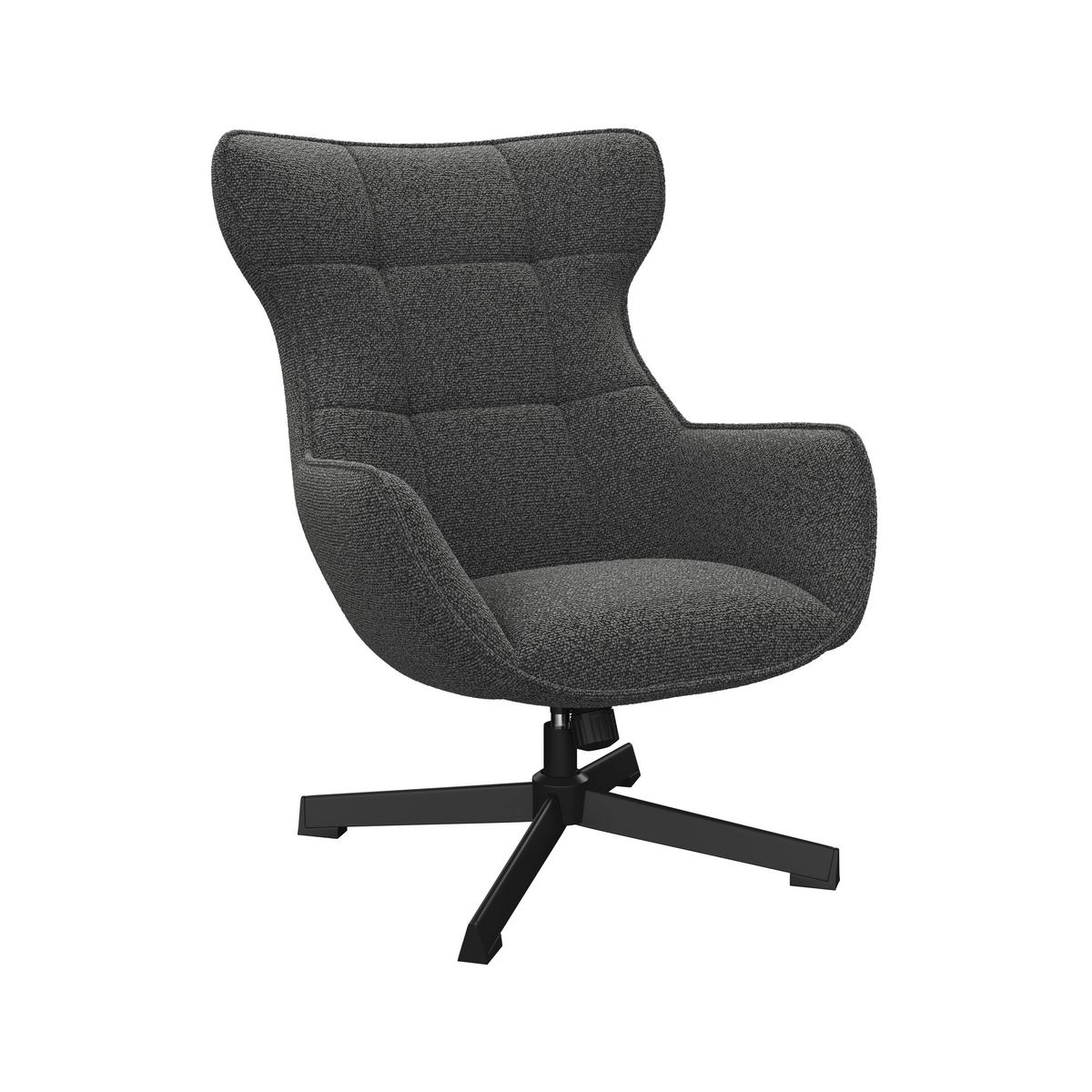 Relaxsessel Bogota Leinenoptik grau, 360° drehbar - Schwarz/Grau, MODERN, Textil/Metall (76/101/86cm) - Luca Bessoni