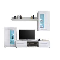 Nappali Szekrénysor Enrique - fehér, Modern, faalapú anyag/Üveg (240/190/42cm)