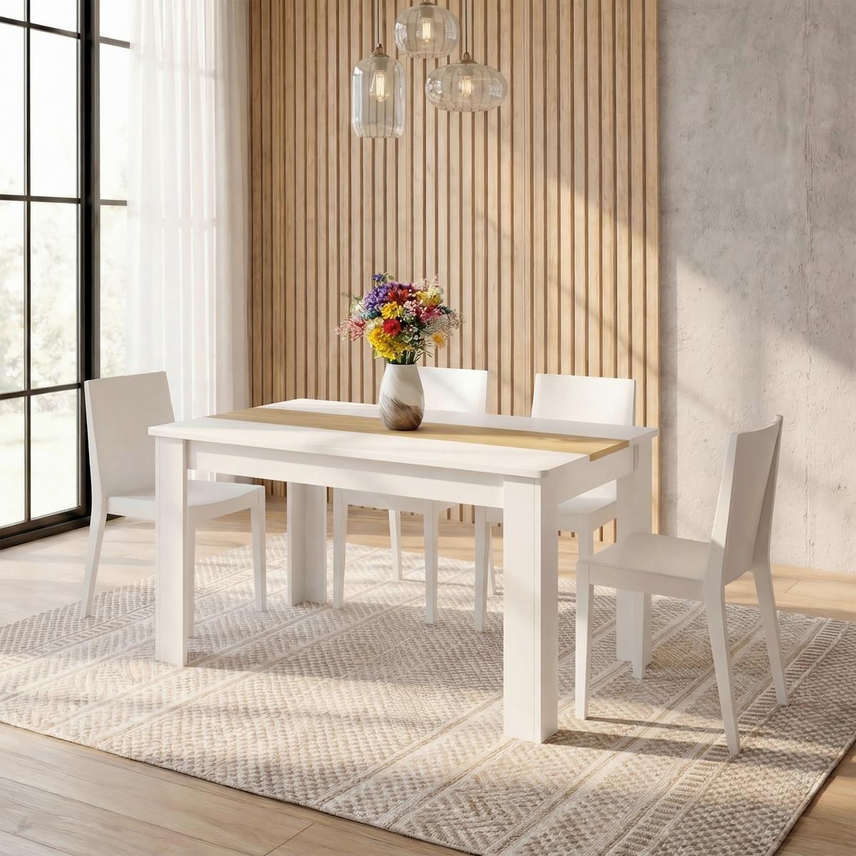 Esstisch Disalo Weiß/Honigeiche L: 140cm - Honigeiche/Weiß, MODERN, Holzwerkstoff (140/80/75cm) - MID.YOU