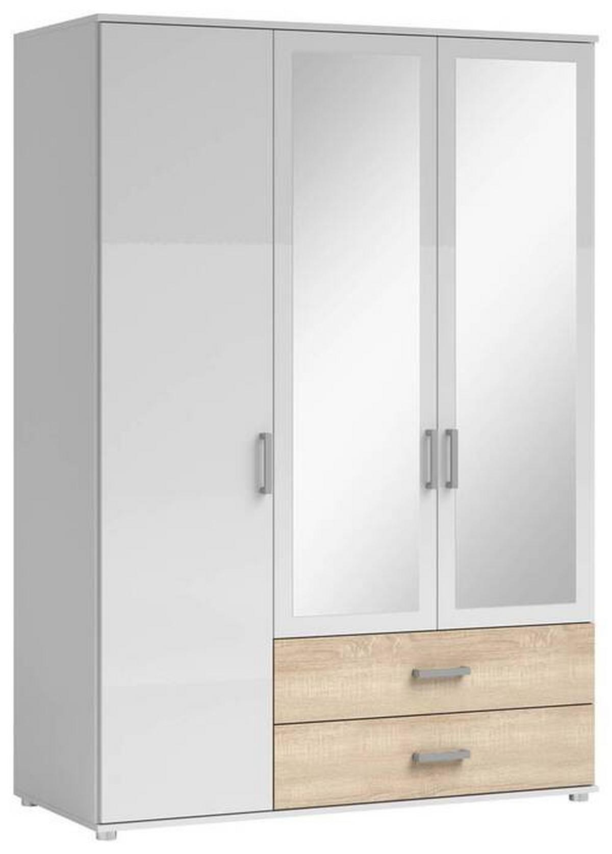 Drehtürenschrank Mit Laden 125cm Ivar Weiß/eiche Dekor - Weiß/Sonoma Eiche, MODERN, Holzwerkstoff (125/190/51cm) - MID.YOU