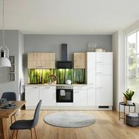 Küchenzeile Ip1200 mit Geräten 310 cm Weiß/Eiche Dekor - Eichefarben/Weiß, Basics, Holzwerkstoff (310cm)