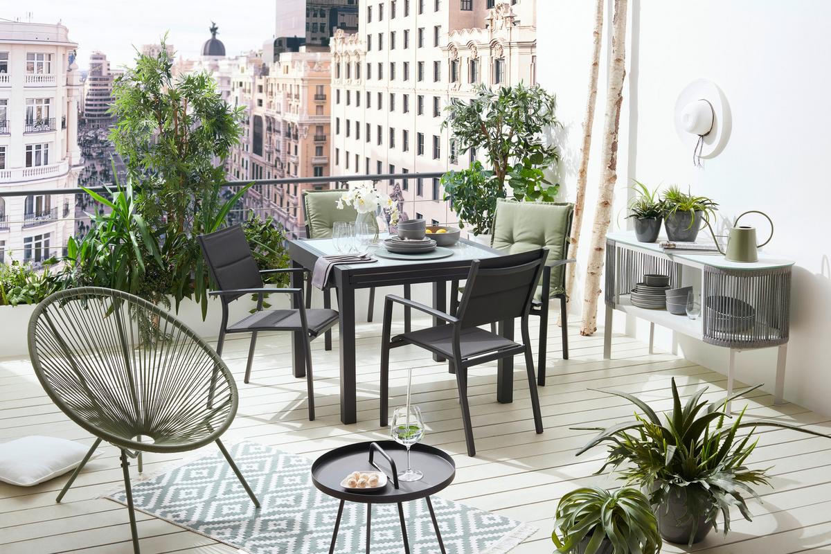 ZAHRADNÍ STŮL ATLANTA 1 - bílá/antracitová, Moderní, kov/sklo (70-140/75/70cm) - Modern Living