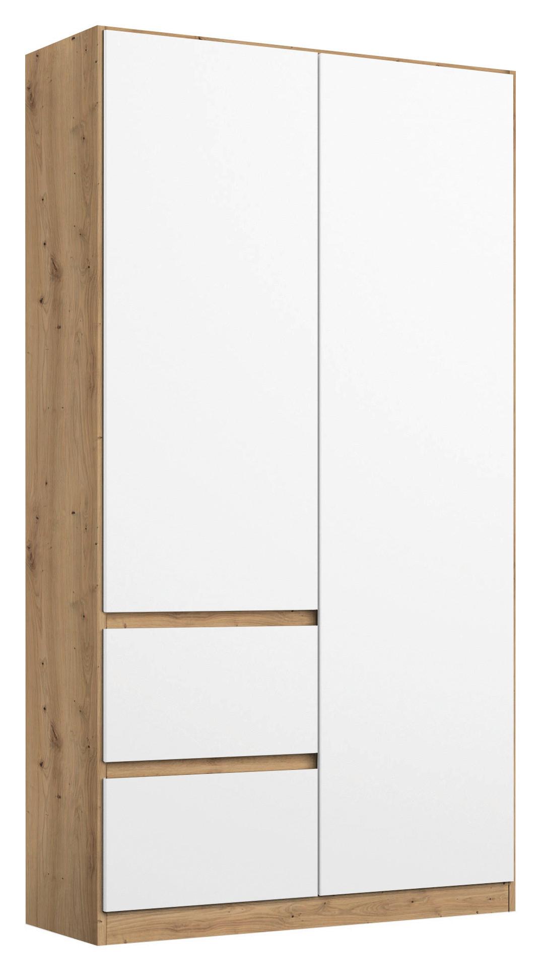 Drehtürenschrank mit Schubladen 40cm Nidda Weiß