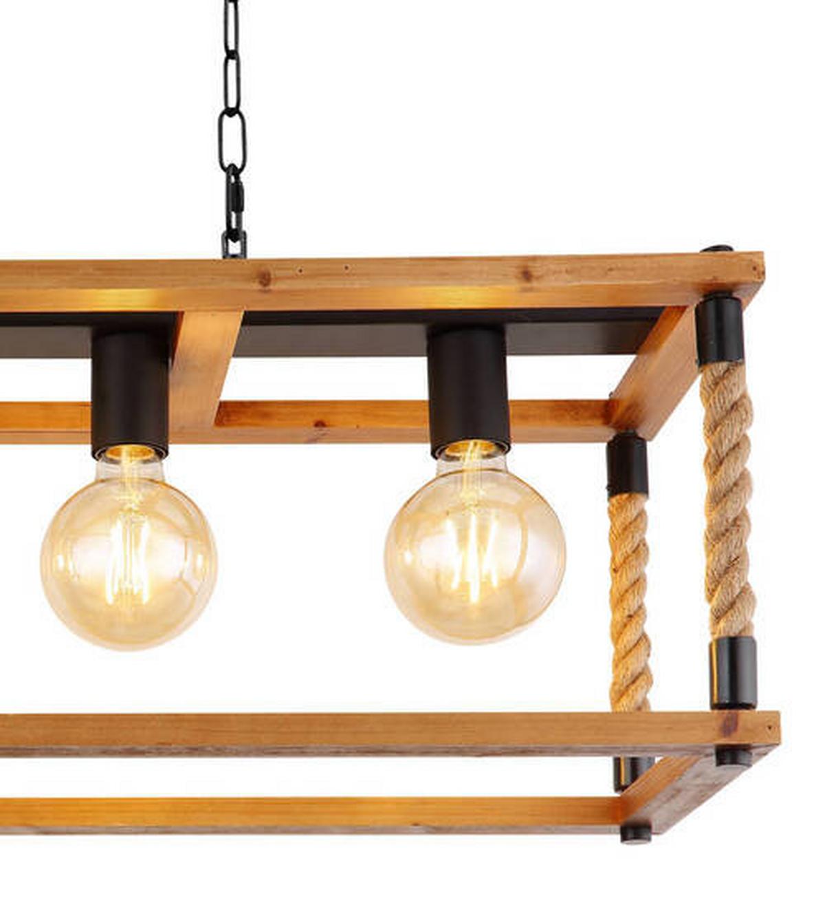Hängeleuchte 15691-4h - Schwarz/Braun, Natur, Naturmaterialien/Holz (80/25/120cm) - Globo