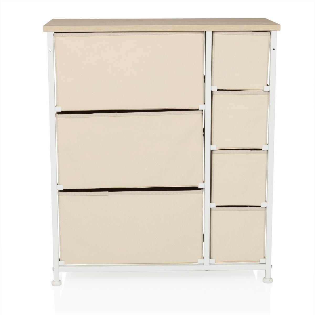 Kommode Foldress B Beige B: 63,5 cm - Beige/Weiß, MODERN, Textil (63,5/73/30cm) - MID.YOU