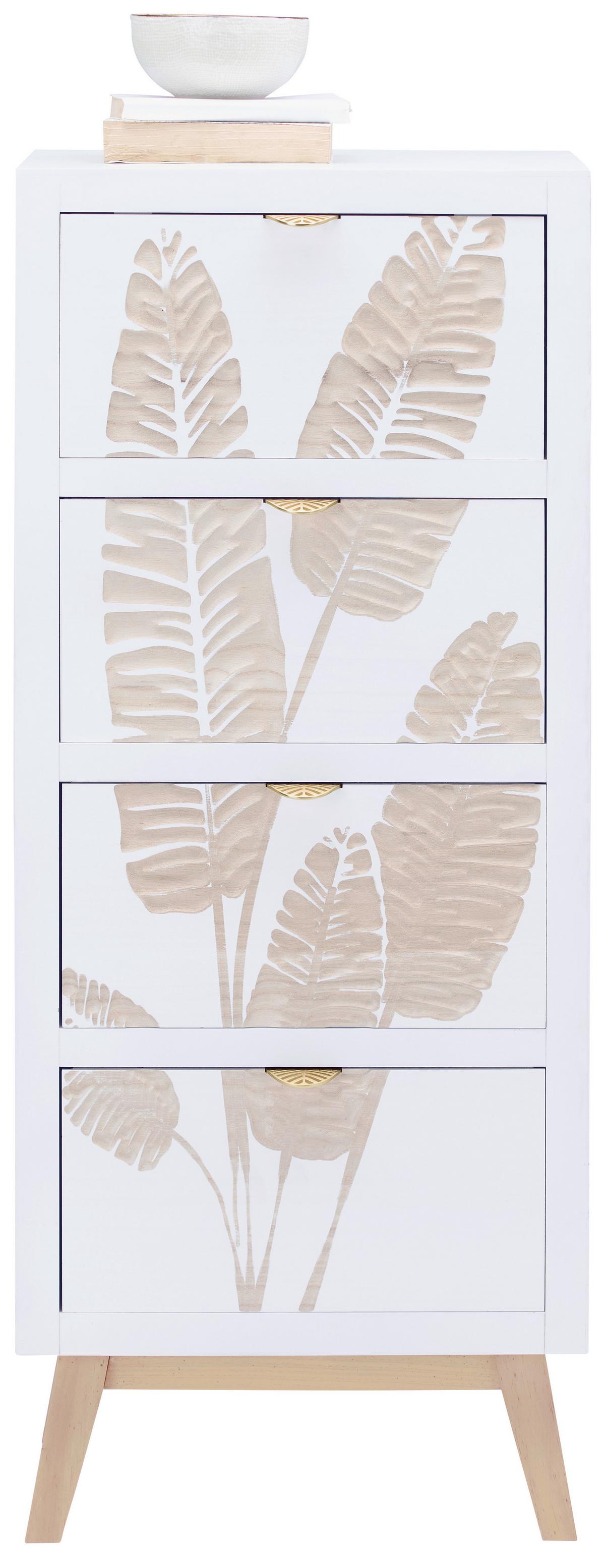Komoda LEAFS maulownia masív - bílá/přírodní barvy, Lifestyle, kov/dřevo (45/109/30cm) - Premium Living