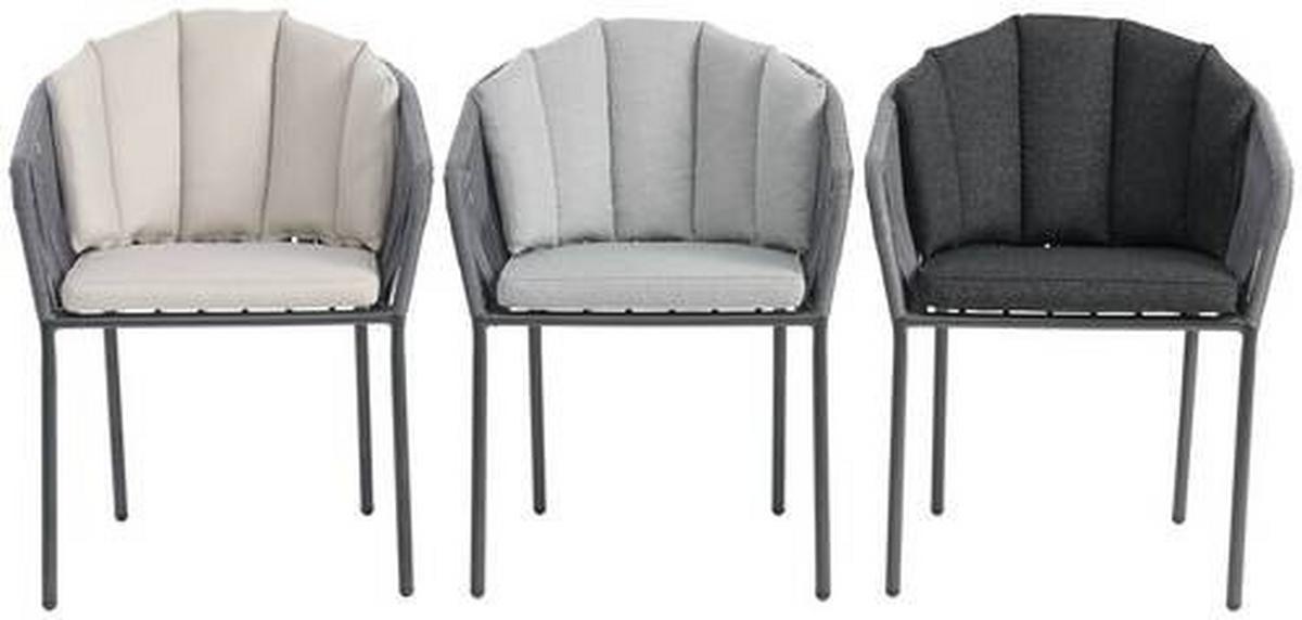 Gartensessel Zoe Metal / Kunststoff / Textil - Schwarz/Grau, MODERN, Kunststoff/Textil (59/77,5/61cm) - Beldano