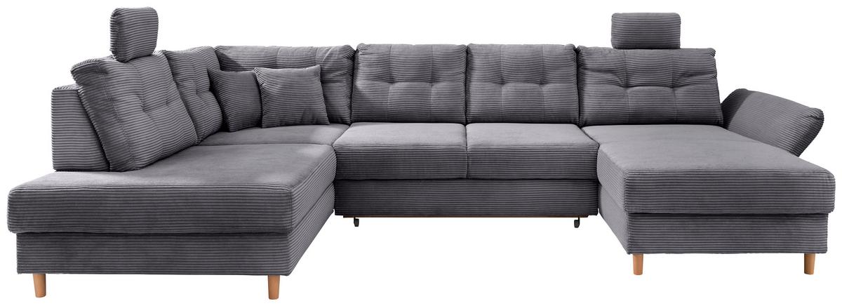 Wohnlandschaft Brizzini Grau S: 206x228x352 Cm - Naturfarben/Grau, MODERN, Textil (206/338-352/176cm) - Livetastic