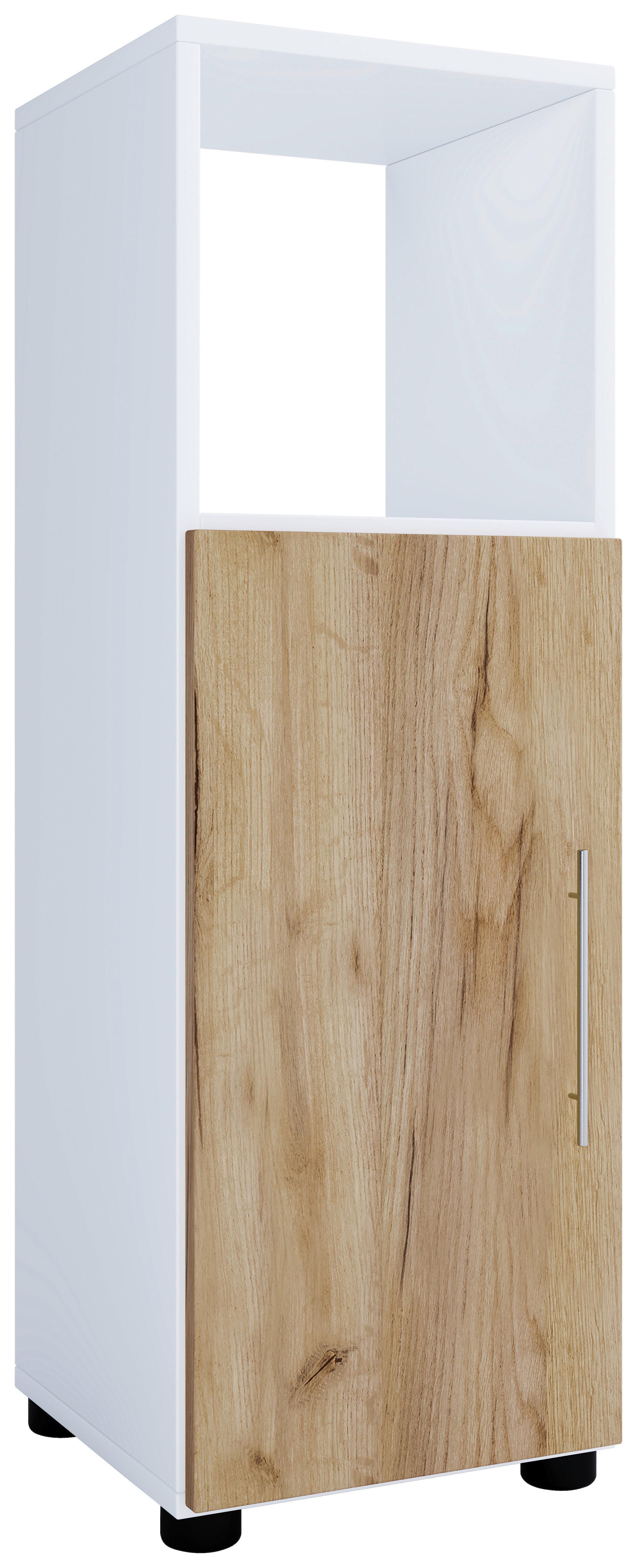 Badezimmer Unterschrank Flandu Bxh 31x93 Cm Weiß - Honigeiche/Schwarz, MODERN, Holzwerkstoff (31/93/30cm) - MID.YOU