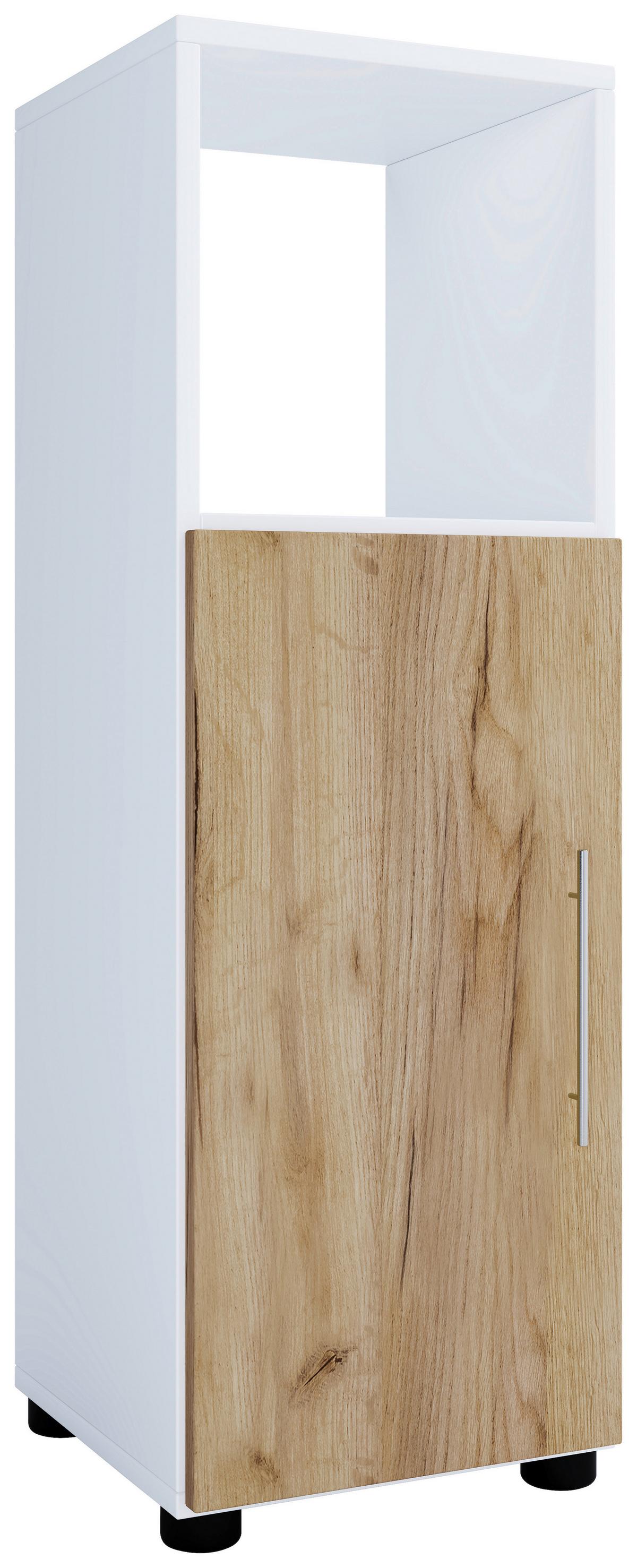 Badezimmer Unterschrank Flandu Bxh 31x93 Cm Weiß - Honigeiche/Schwarz, MODERN, Holzwerkstoff (31/93/30cm) - MID.YOU