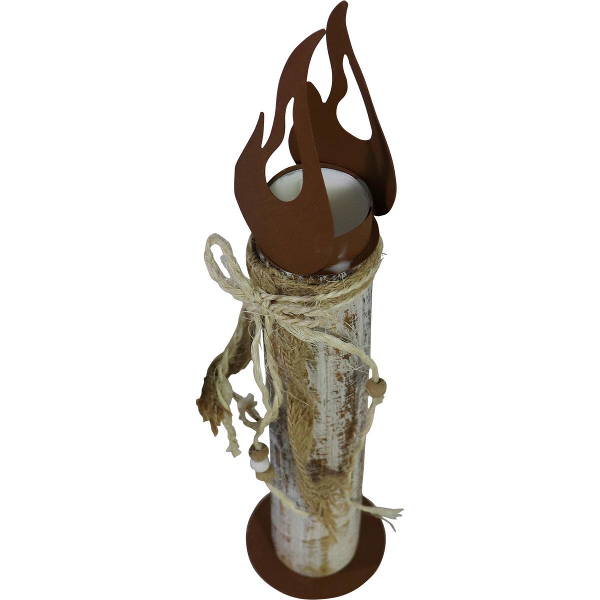 Teelichthalter Ralfino Holz/Metall für 1 Teelicht - Braun/Naturfarben, Basics, Naturmaterialien/Holz (7/32cm) - Ondega