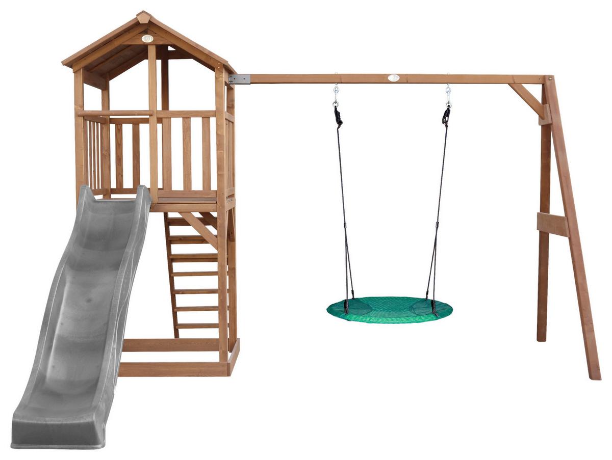 Spielturm A025.123.80 - Braun/Grau, KONVENTIONELL, Holz/Kunststoff (356,6/241,9/349cm) - Ambia Garden