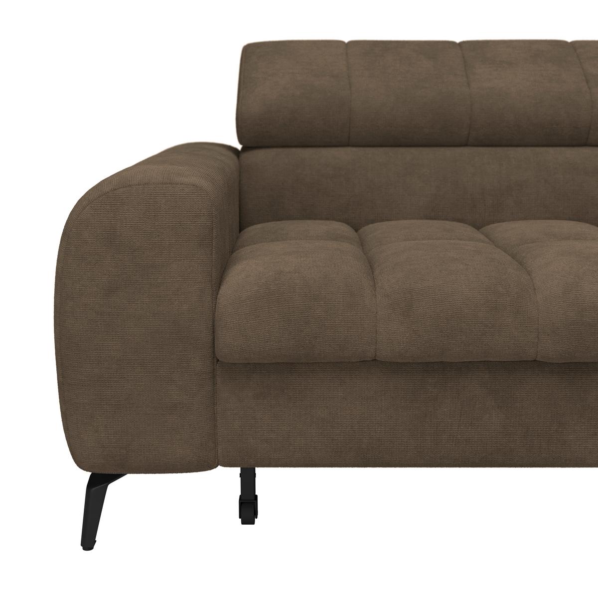 Ecksofa Volf rechts new braun, S: 261x203 cm - Schwarz/Braun, Trend, Kunststoff/Textil (261/203cm)