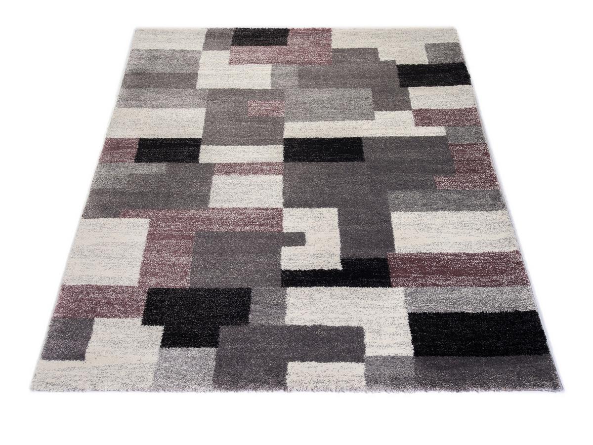 Webteppich Grau/Flieder Astor Grid 140x200 cm - Flieder/Grau, KONVENTIONELL, Textil (140/200cm) - Novel