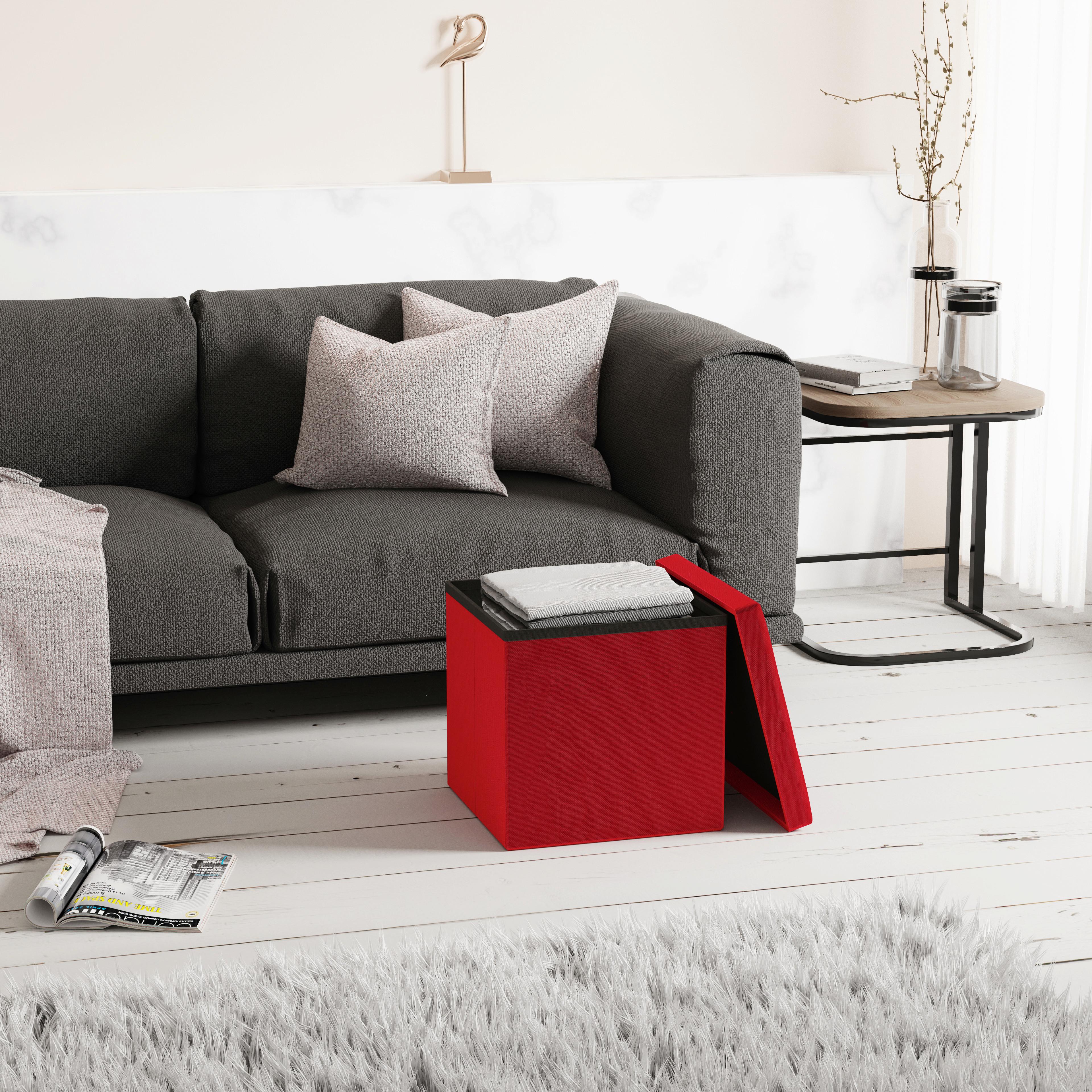 Sitzbox Boxas Rot B: 38 cm - Rot, Basics, Holzwerkstoff/Kunststoff (38/38/38cm) - MID.YOU