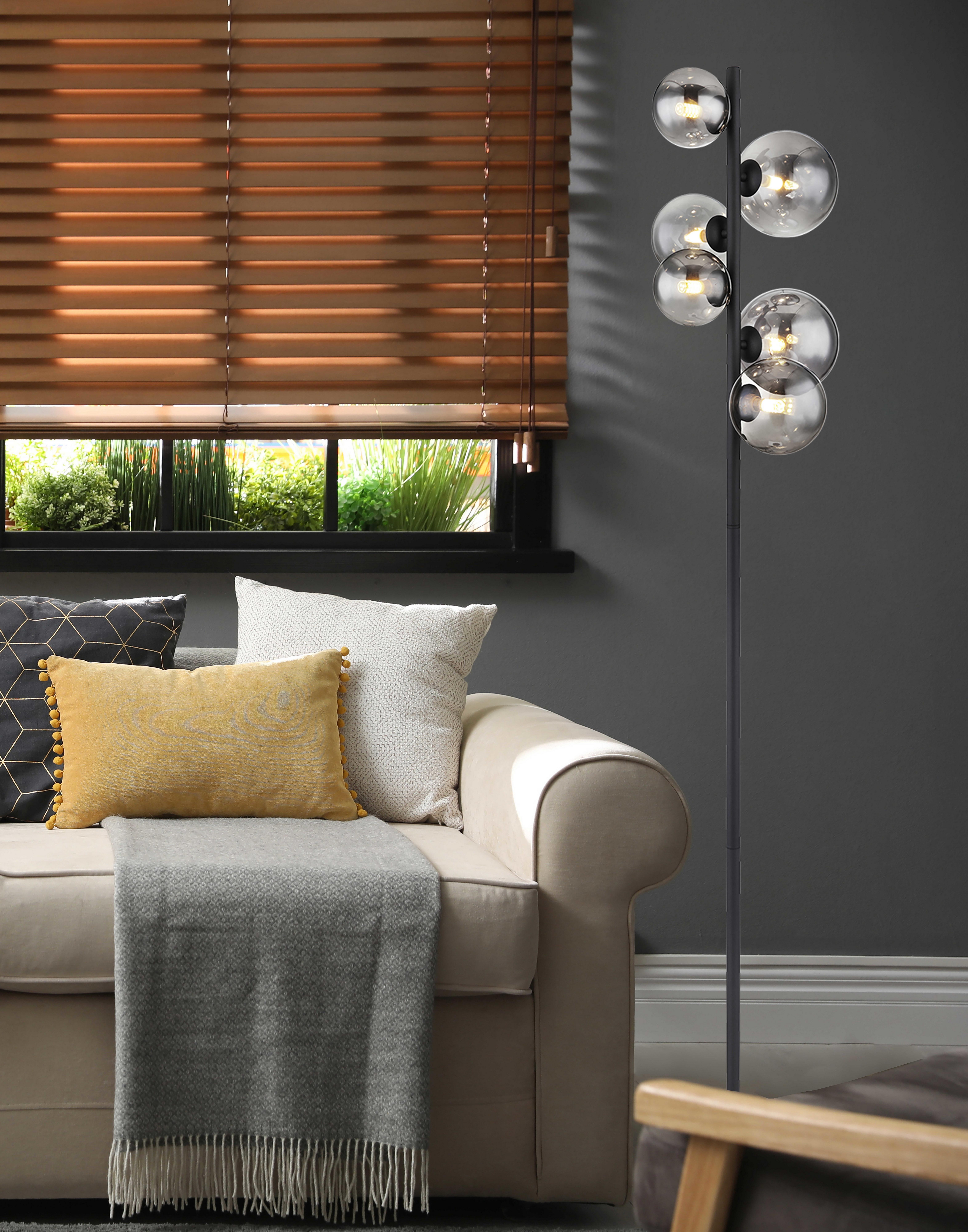 LED-Stehleuchte Schwarz mit Schalter - Schwarz, Design, Glas/Metall (28,5/155cm) - Globo