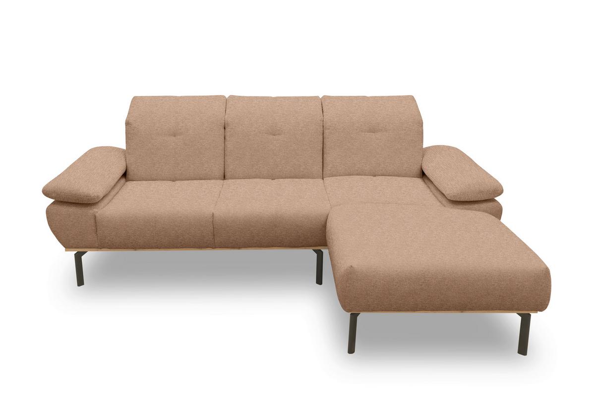 Ecksofa Rotbraun S: 242x170 cm - Wildeiche/Rotbraun, Design, Holz/Textil (242/170cm) - MID.YOU